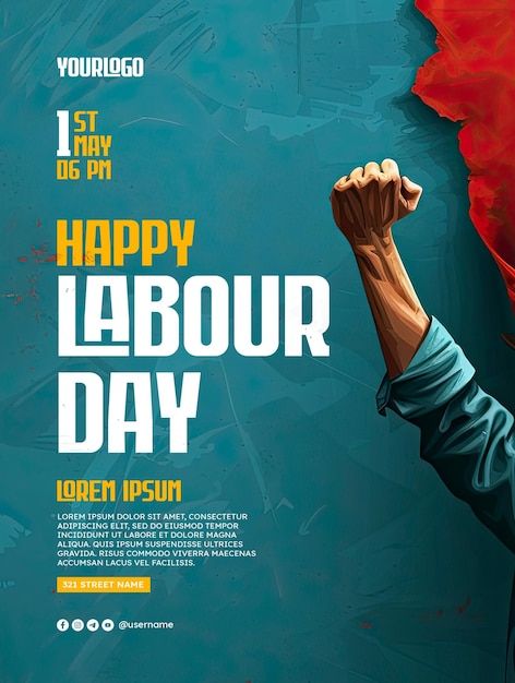 Labour Day Poster, Happy Labour Day, Social Post, Logo Psd, Technology Icon, Happy Labor Day, Card Banner, Poster Invitation, Presentation Template Free