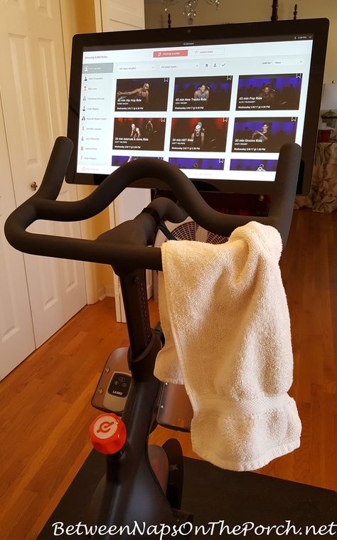 Peloton Cycle: Two Months In And What I’ve Learned – Between Naps on the Porch Peleton Cycle Room, Peleton Cycle, Peloton Cycle, Basement Home Gym, Walking Plan, Spin Bike, Peloton Bike, Spinning Workout, Spin Bikes