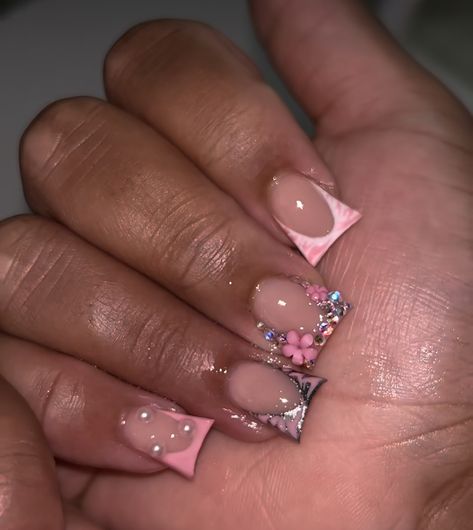 Pink Duck Nails, Acrylic Nails Short Square, Acrylic Nails Short, Nails Unique, Pink Duck, Junk Nails, Nails Short Square, Acrylic Toe Nails, Hard Nails