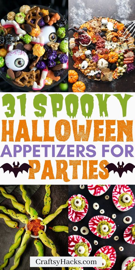 You can easily indulge in more spooky appetizer recipes with ease this halloween when you make any of these flavorful halloween appetizer recipes. These super easy halloween appetizer recipes are perfect for your next halloween party. Halloween Party Snacks For Adults, Party Snacks For Adults, Halloween Fingerfood, Party Finger Food, Halloween Finger, Best Halloween Party, Halloween Finger Foods, Halloween Appetizers Easy, Recetas Halloween