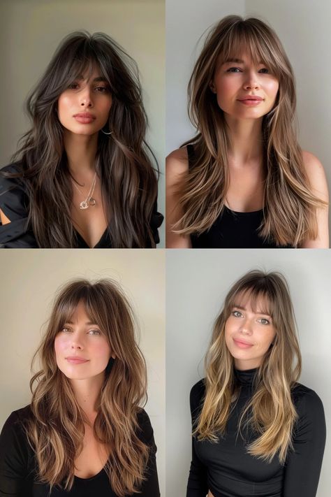 23 Gorgeous Long Curtain Bangs Hairstyles – StyleBliss French Curtain Bangs Long Hair, Hair With Curtain Bangs And Layers, Long Length Hair With Layers And Bangs, Mid Length Hair With Long Bangs, Long Hair Curtain Bangs Layers, Long Hair Layers Curtain Bangs, Feathered Curtain Bangs, Style Mid Length Hair, Mid Length Hair With Curtain Bangs