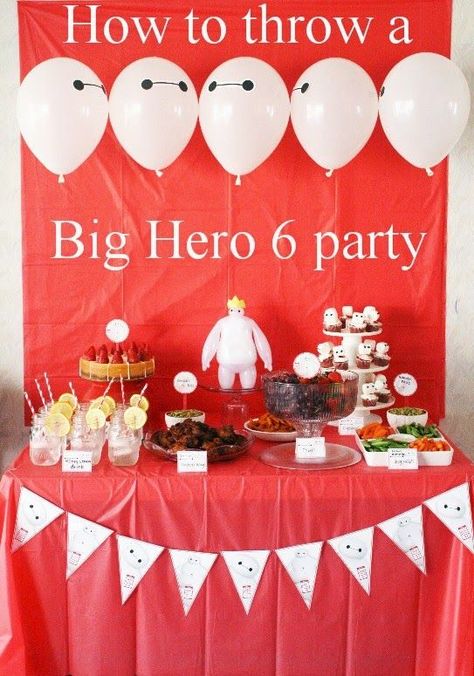 Big Hero 6 Party Ideas  #BigHero6Release  #ad Movie Theatre Birthday Party, Hero 6, Big Hero 6, Big Hero, 6th Birthday Parties, Boy Birthday Party, 4th Birthday Parties, Boy Party, Birthday Fun