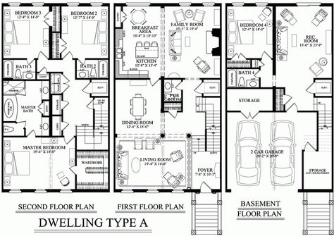 William E Poole Designs - Founders Row Townhouse Floor Plan, New York Townhouse, Row Houses, Townhouse Designs, Apartment Floor Plans, Narrow House, Floor Plan Layout, Model House Plan, Row House