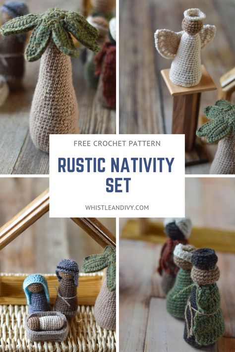 Crochet Nativity Set, Nativity Pattern, Crochet Nativity, Rustic Nativity, Rustic Crochet, Crochet Crib, Decorate Christmas Tree, Decorate Christmas, Crochet Christmas Gifts