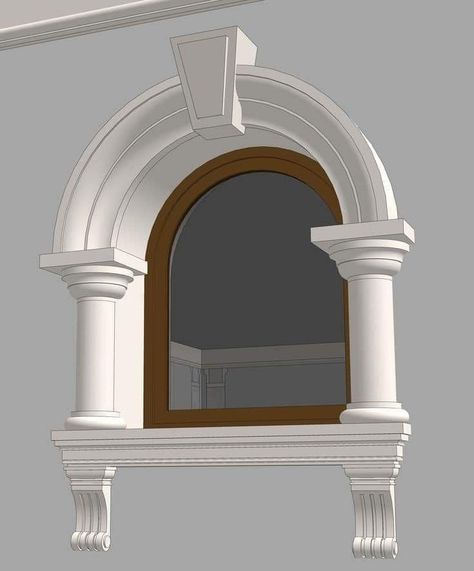 Arched Window Trim, Window Moulding Ideas, Exterior Window Molding, Exterior Window Trim Ideas, Window Trim Ideas, Brick Wallpaper Living Room, Exterior Window Trim, Moulding Ideas, House Pillars