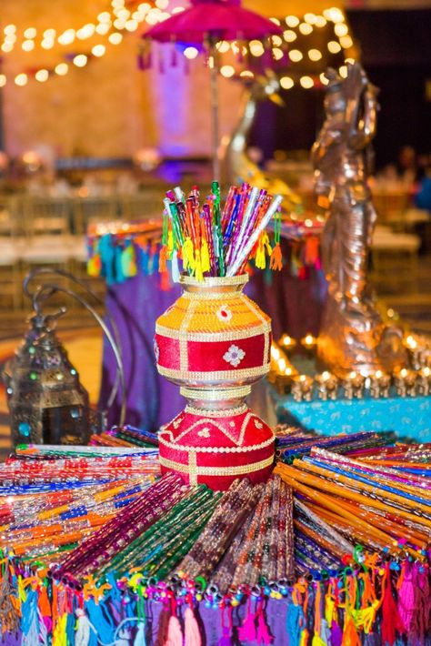 Wyndham Orlando Resort | Sneha and Urvesh | Just Marry! #Weddings | Amita S Photography | #indianwedding #detais Gujrati Theme Decoration, Gujrati Wedding Decoration, Dandiya Night Decoration Ideas, Garba Decor, Garba Decoration, Navratri Decor, Fake Post, Dandiya Night, Gujrati Wedding