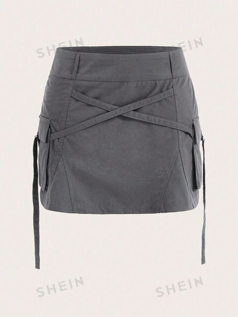 Low Waist Cargo, Shein Icon, Women Skirts, Cargo Skirt, Low Waist, Women Clothing, Woven Fabric, Dark Grey, Womens Skirt