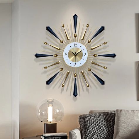 Elevate your interior decor with the Art Light Luxury Wall Watch. This exquisite timepiece seamlessly... Luxury Wall Clock, Sustainable Living Room, Large Metal Wall Clock, Wall Watch, Bathroom Pendant, Urban Loft, Art Light, Clock Wall, Mid Century Modern Decor