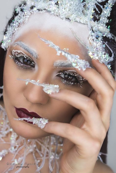 Villian who wants the crystal glacier throne Winter In Ireland, Snow Queen Makeup, Ice Queen Makeup, Ice Queen Costume, Cabelo Pin Up, A Game Of Thrones, Snow Fairy, Winter Photoshoot, Winter Makeup