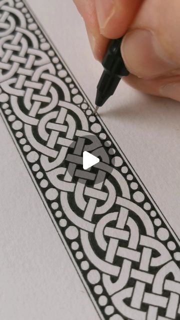 Rob on Instagram: "Probably my favourite little celtic knotwork border to date! Can't wait to use this in a larger piece 🙌 I'm starting to build up an image now in my head of a mandala built from layers of knotwork followed by zentangle details getting progressively more complex from the centre... Need a little longer to brainstorm but I have high hopes! This is one of the more complex borders I've drawn so far and was a real brain teaser to map out. But super visually pleasing! What do you guys think? 🙏✌️
.
.
.
.
#mandala #mandalas #mandalatattoo #mandalaart #mandalalove #mandaladesign #mandala_sharing #beautiful_mandalas #arttherapy #intricateart #detailedart #fineliner #artstagram #artistsoninstagram #instafineliner #mindfulness #robcart #Leedsartist #originalart #independentartist" Mandala Art For Borders, Celtic Mandala Design, Mandala Border Design, Mandala Art Border Design For Project, Zentangle Frame, Celtic Patterns Border, Real Brain, Knotwork Border, Zentangle Borders