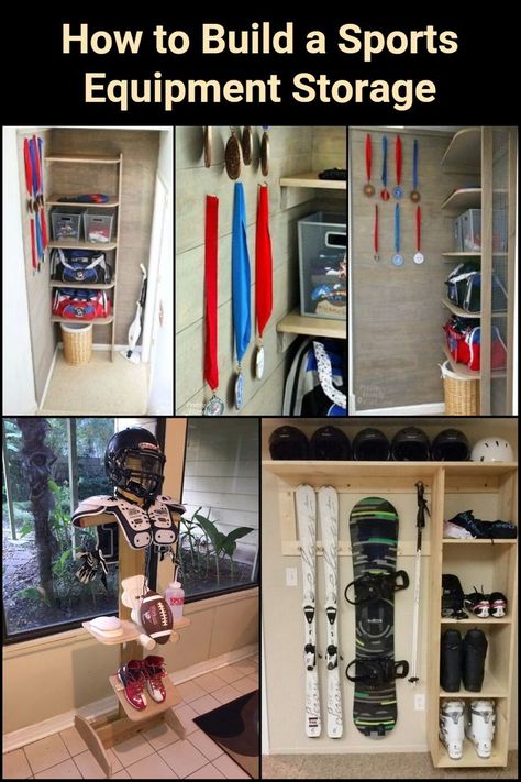 Many homeowners don't usually bother having proper storage for sports equipment. But if you have a serious athlete at home, you should definitely build dedicated storage for all that sports gear. If you have a small house, organizing sports gear is all the more important in keeping your home neat and spacious! This DIY sports equipment storage that we're featuring is one example that you can build for your house... Sports Equipment Storage, Sports Storage, A Small House, Equipment Storage, Sports Gear, Kids Sports, Sports Equipment, How To Build, Small House