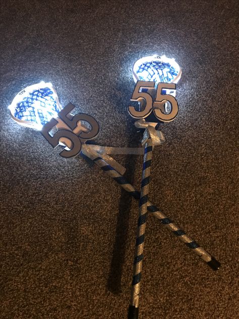 Made these for my son's senior night Senior Night Gift Ideas Lacrosse, Senior Night Lacrosse Ideas, Lacrosse Senior Night Ideas, Senior Night Lacrosse, Lacrosse Senior Night, Lacrosse Photography, Lacrosse Stick Holder, Lacrosse Decorations, Teen Wolf Lacrosse