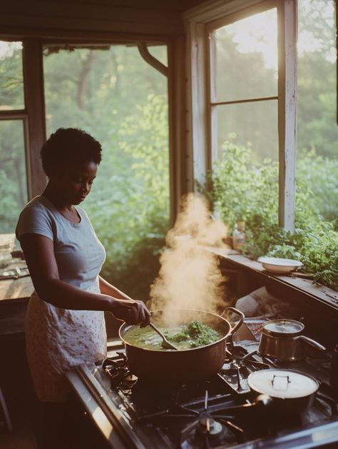 Black Women Farmers, Beauty In Mundane, Black Woman Drinking Tea, Healthy Eating Aesthetic Black Women, Cooking Aesthetic Girl Black, Black Girls Cooking Aesthetic, Health Aesthetic Black Women, Black Women Cooking Aesthetic, Cooking Aesthetic Black Women