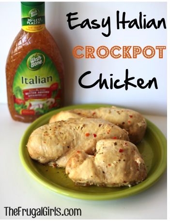 Crockpot Italian Chicken, Crockpot Italian, Italian Chicken Crockpot, Crock Pot Food, Italian Chicken Recipes, Frugal Girls, Slow Cooker Dinner, Crockpot Dishes, Italian Chicken