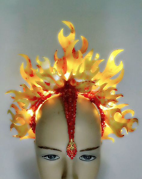 Fire Princess Costume, Day Of Dead Costume, Warrior Makeup, Fire Crown, Fire Costume, Fire Princess, Fire Clothes, Fire Fairy, Cage Dress