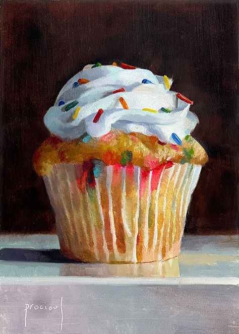 Easy Food Paintings, Acrylic Painting Food, Desserts Art, Candy Painting, Cupcake Painting, Food Paintings, Sea Creatures Art, Watercolor Paintings For Beginners, Gouache Art