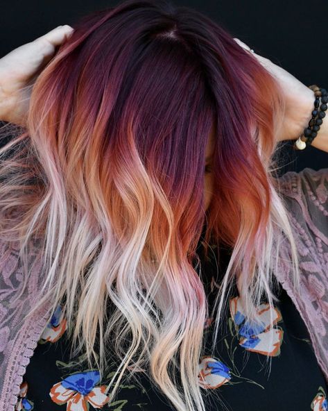 10 Women's Long Hair Color Trends in Vivid Rainbow Designs Red And Blonde Hair, Red And Blonde, Autumn Hair, Vivid Hair Color, Long Hair Color, Trendy Hairstyle, Hair Color Techniques, Mom Hairstyles, Hair Color For Women