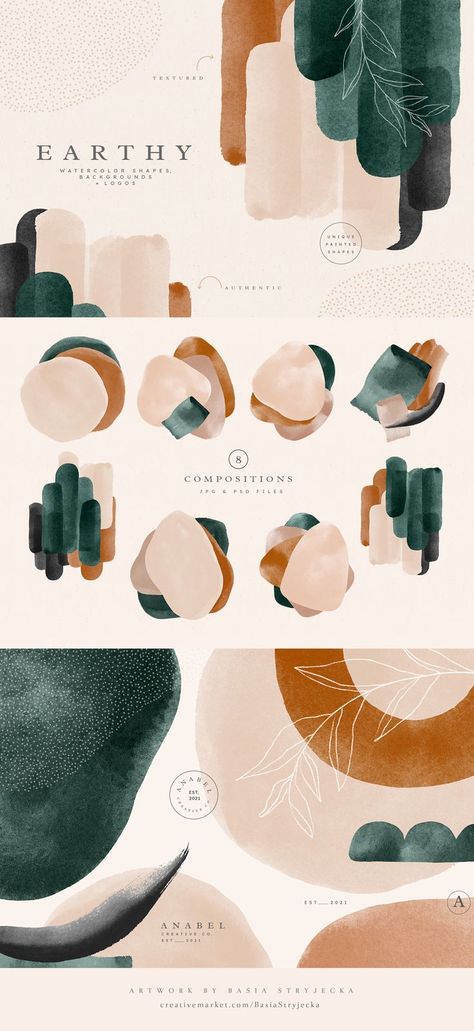 Earthy Branding, Earth Colour Palette, Earth Tone Color Palette, Watercolor Branding, Brand Palette, Website Color Palette, Watercolor Backgrounds, Earth Tone Color, Earthy Color Palette