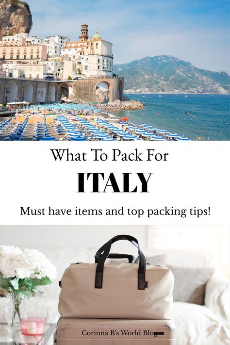 Packing Essentials For Italy, Italy Must Haves, Italy Travel Packing Lists, Italy Travel Tips Packing Lists, Best Luggage For Italy, Travel Essentials For Italy, Best Luggage For European Travel, How To Pack For Italy, Italy Travel Must Haves