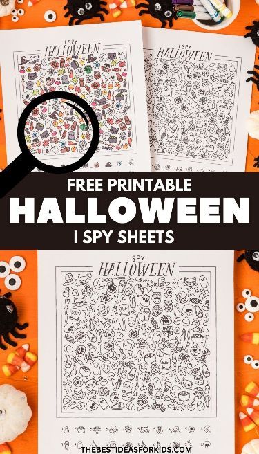 Free Printable Halloween I Spy Sheets - fun I spy Halloween game for kids! Halloween Free Printables, Halloween Bingo Free, I Spy Halloween, Spy Halloween, Bricolage Halloween, Free Printable Halloween, Halloween Scavenger Hunt, Halloween Bingo, Halloween Worksheets