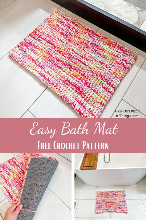 Crochet Bathroom Rug, Easy Crochet Rug, Cotton Yarn Projects, Rug Crochet Pattern, Crochet Bath Mat, Crochet Rug Patterns Free, Rug Crochet, Chunky Crochet Blanket, Crochet With Cotton Yarn