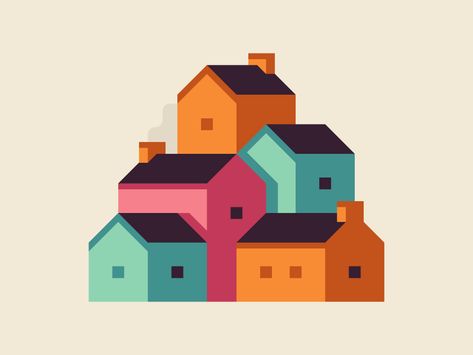 Alex Pasquarella, Colorful Town, Kids Painting, Posca Art, House Illustration, North Vancouver, Design Jobs, Home Icon, Simple House