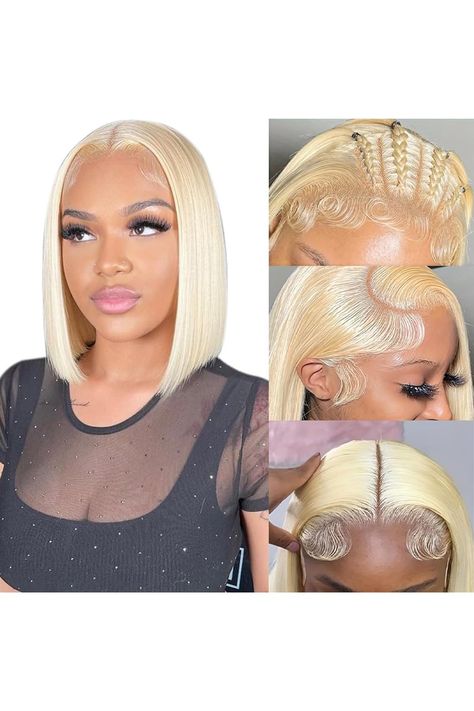 Blonde Bob Wigs Human Hair 613 Blonde Bob Wig 13x4 HD Transparent Lace Front Bob Wigs For Women Pre Plucked With Baby Hair Glueless Short Straight Cut Bob Wig 10 Inch Straight Cut Bob, 613 Frontal Bob, Platinum Blonde Bob Wig, 12 Inch 613 Bob Wig, 613 Bob Wig Dark Roots, 613 Bob Wig With Bangs, Blonde Bob Wig, Street Swag, Blonde Lace Front Wigs