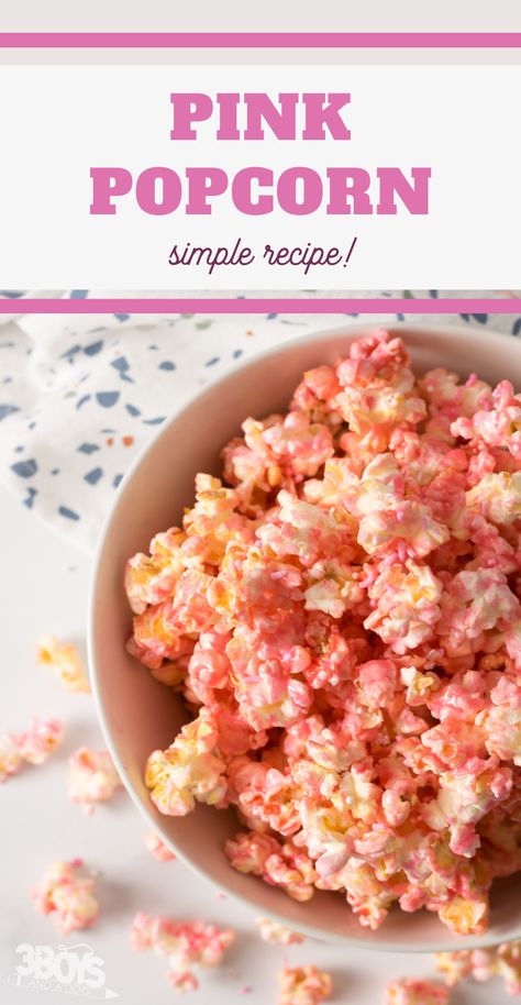 Pink Popcorn Recipe Easy, Colored Popcorn Recipe, Pink Popcorn Recipe, Popcorn Recipes Sweet, Popcorn Recipes Easy, Pink Popcorn, Sweet Popcorn, Best Popcorn, Trail Mix Recipes