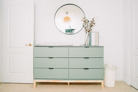 DIY IKEA Tarva Dresser Hack - Get Kamfortable Commode Malm Ikea, Nordli Ikea, Ikea Baby Room, Bedside Table Makeover, Tarva Dresser, Ikea Dresser Hack, Ikea Baby, Ikea Tarva, Ikea Nordli