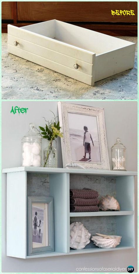 Diy Dresser Drawers, Drawers Repurposed, Old Drawers, Diy Casa, Diy Dresser, Diy Home Decor Bedroom, Repurposed Furniture Diy, Refurbished Furniture, Recycled Furniture