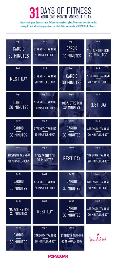 Workout Plan For a Month | POPSUGAR Fitness Fitness Before After, Fitness Cake, Fitness Breakfast, Workout Morning, Workout Fat Burning, Daily Workout Plan, Month Workout, Flexibility Training, Fitness Plan