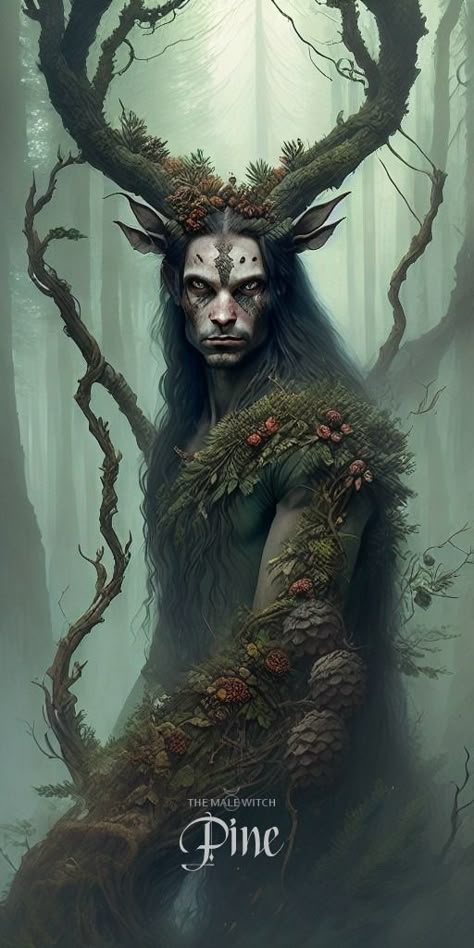 God Of Nature Fantasy Art, Unseelie Fae Aesthetic Male, Male Witch Art Pagan Men, Dark Fae Male, Necromancer Male, Male Fairy Aesthetic, Unseelie Fae Aesthetic, Male Dryad, Male Witch Art