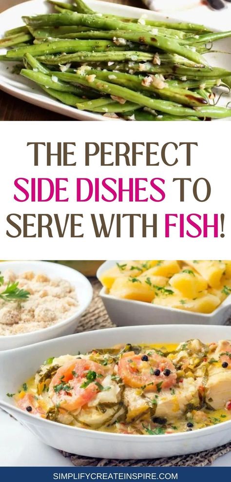 Planning what to serve with fish can be difficult when there are so many fish side dishes to choose from. You want a side dish that compliments the flavours of your seafood without overpowering it. Thankfully there are plenty of great options that will pair perfectly with your fish recipes. These side dishes for fish and seafood include healthy side dishes and hearty side dishes, twist on traditional fish and chips and sauces to serve with fish as well for a dinner the whole family will enjoy. Salad To Go With Fish Dinners, Potatoes For Fish, Fish Vegetables Recipes, Potato Side Dishes For Fish, Tilapia Recipes With Sides, Vegetables With Fish, What To Serve With Fish Side Dishes, Side Dishes For Cod Fish Dinners, Side Dishes For Halibut Dinners