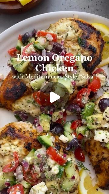 Lemon Oregano Chicken, Oregano Chicken, Oregano Salt, Dried Dill, Cucumber Salsa, Lo Mein Recipes, Mediterranean Diet Plan, Whole Food Diet, Cucumber Tomato