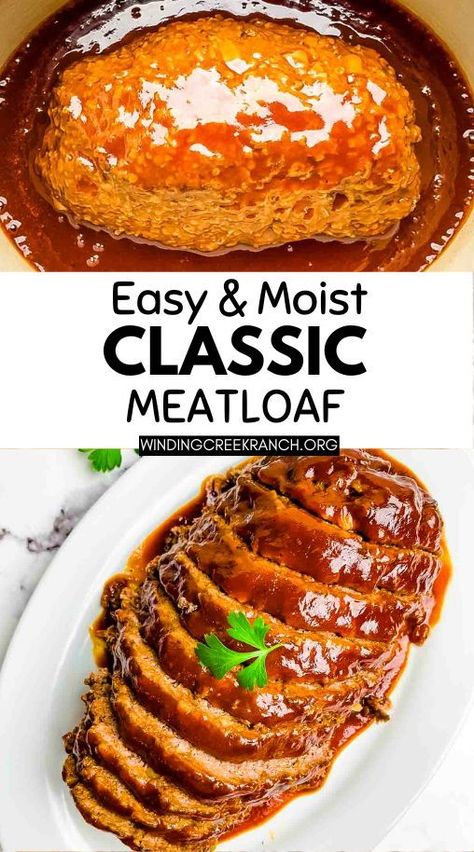 Make this easy and moist classic meatloaf for a comforting, crowd-pleasing dinner. Packed with flavor and simple ingredients, it’s the ultimate go-to meatloaf recipe! Meatloaf Recipes For A Crowd, Meatloaf Recipes Moist, 2 Lb Meatloaf Recipe, Easy Meatloaf Recipe Simple, Simple Meatloaf Recipes, 2lb Meatloaf Recipe, Meatloaf With Bbq Sauce, Recipe For Meatloaf, Meatloaf Recipes Easy