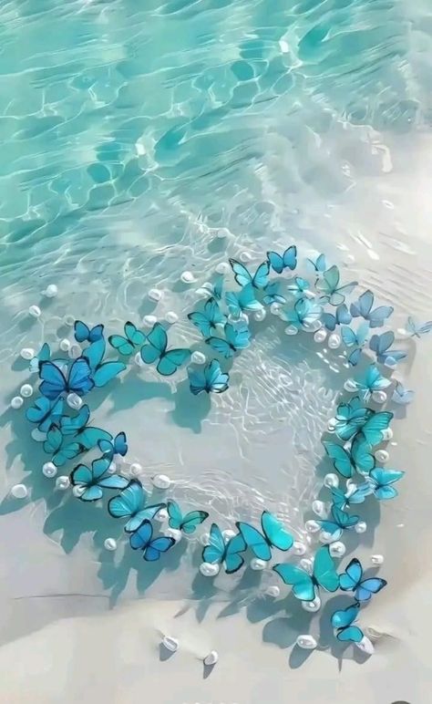 Wallpaper Cantik Iphone, Beautiful Summer Wallpaper, Blue Butterfly Wallpaper, Whatsapp Wallpaper Cute, Cute Summer Wallpapers, Cute Blue Wallpaper, Beautiful Ocean Pictures, Pretty Phone Wallpaper, Blue Butterflies