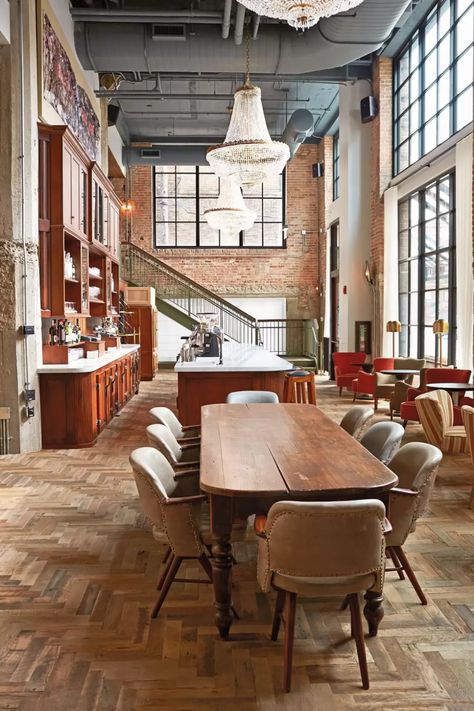 Distressed Brick Wall, Soho House Chicago, Soho House Barcelona, Chicago Interiors, Soho Loft, Chicago Design, Soho House, Hotel Design, Commercial Interiors