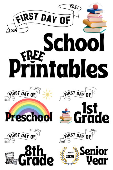 Back to school signs First Day Of School Printables Free 2024, Free Welcome Back To School Printables, Back To School Signs 1st Day Free, Free Printable First Day Of School Signs 2024-2025, First Day Of School Printable Sign, Free Printable Back To School Signs, 1st Day Of School Sign Printable Free, Back To School Banner Free Printable, Free First Day Of School Printables