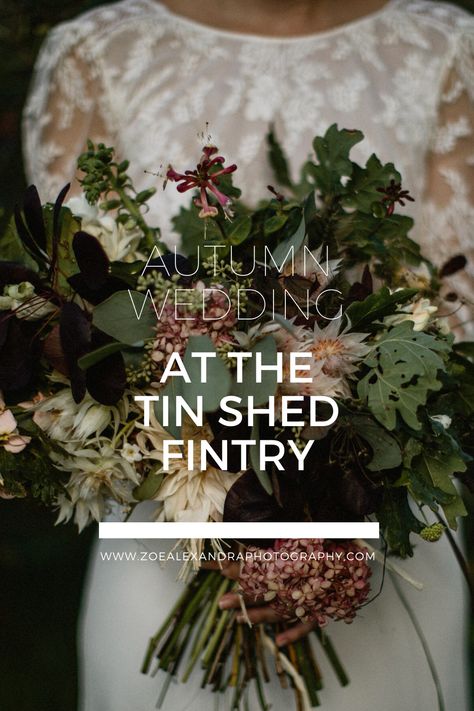 Beautiful autumn wedding at the tin shed in Fintry, Scotland. Stunning barn wedding with ceremony in a piggery on a working farm, wild autumn flowers, lace dress, mismatched bridesmaids, beautiful autumn details. #scottishwedding #autumn #autumnwedding #thetinshedfintry Autumn Details, Home Village, Tin Shed, Working Farm, Wedding First Dance, Orchard Wedding, Mismatched Bridesmaids, Autumn Flowers, Scottish Wedding