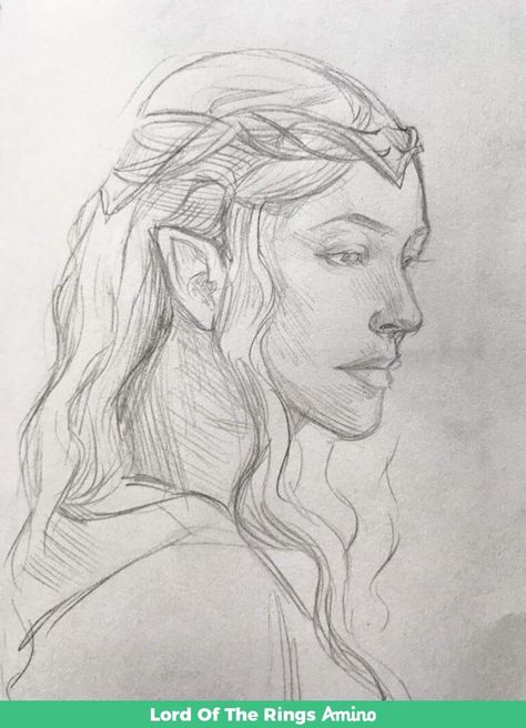 Lord Of The Rings Drawing, Hobbit Elves, Rings Drawing, Elf Drawings, Ring Sketch, Hobbit Art, Elf Art, Lotr Art, Because I Can