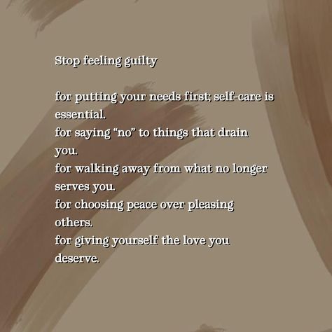 Stop feeling guilty for taking care of yourself. Self-care is not selfish; it’s a necessary part of your well-being. By prioritizing your needs and setting boundaries, you allow yourself to be the best version of you. Remember, you can’t pour from an empty cup, so take time to recharge, reset, and reflect. Embrace the freedom that comes with releasing guilt and choosing peace—your happiness is worth it. ❤️ What’s one way you practice self-care without feeling guilty? 💭 Save this as a gentle... Choosing Peace, Stop Feeling Guilty, Be The Best Version Of You, Stop Feeling, Empty Cup, Feeling Guilty, Taking Care Of Yourself, Setting Boundaries, New Me