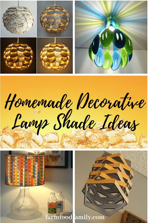 Making a decorative lamp shade is easier than a person may think. There are several different ways to make a homemade lamp shade that looks just like a professional shade found in stores. #lampshades #lighting #lightingdesign #homedecor #farmfoodfamily Homemade Lamp Shades, Homemade Lamps, Lamp Shade Crafts, Diy Lights, Shade Ideas, Custom Lamp Shades, Fish Lamp, Decorative Lamp Shades, House Deco