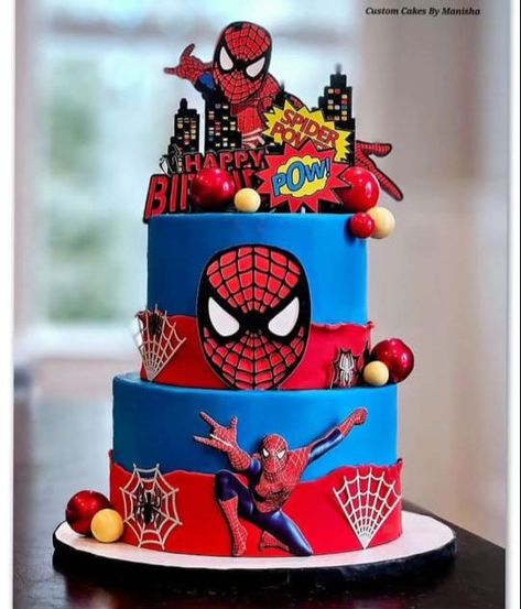 Spiderman Birthday Cake, Spiderman Birthday Party, Birthday Cake Topper Printable, 1st Birthday Cakes, Easy Love Drawings, Superhero Cake, Spiderman Cake, Cartoon Cake, Spiderman Birthday