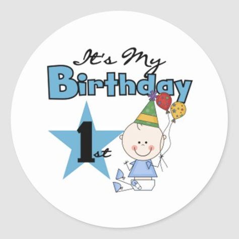 $6.60 | Its My First Birthday #1st birthday, happy first birthday, birthdays, stickers, birthday stickers, scrapbooking, zazzle.com, number one, birthday boy, balloons Its My First Birthday, Party Ideas For Birthday, Diy Clothes Hangers, My First Birthday, Happy First Birthday, Boys Sticker, Birthday Tags, Return Gift, Birthday Happy