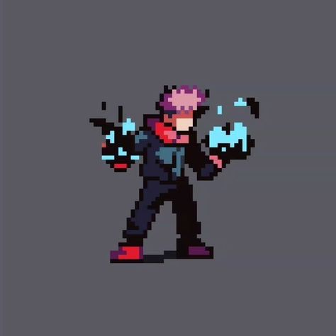 Itadori Yuji Divergent Fists 16 Bit Characters Pixel Art, Anime Sprites Pixel Art, Anime Pixel Art Jujutsu Kaisen, Pixel Anime Characters, Pixel Platformer Game, Jjk Pixel Art, 8 Bit Characters, Gaming Illustration, Tipografi 3d