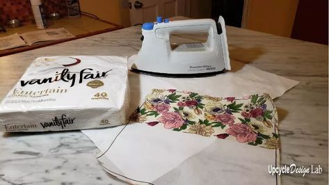 Hi There,If we haven't met, my name is Cindy, and I craft with recycled and repurposed materials. I recently learned this new technique that I wanted to share with you today.In this post, you will learn how to use your inkjet printer to make custom decoupage designs on paper napkins for use on all your decoupage projects. I am excited about this technique because it is so versatile. And it is an affordable way to customize almost anything.Step 1 – Gather Supplies Iron Paper Nap… Designs On Paper, Upcycle Design, Decoupage Projects, Glue Painting, Mini Iron, White Napkins, Inkjet Printing, Printer Paper, Decoupage Paper