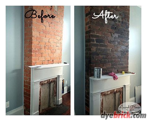 Fireplce brick staining - Before and After - Fireplce brick staining - Before and After Stained Brick Fireplace, Brick Staining Exterior, Stained Brick Exterior, Brick Staining, Stained Brick, Louisiana Usa, Frameless Shower Enclosures, Old Bricks, Home Fireplace