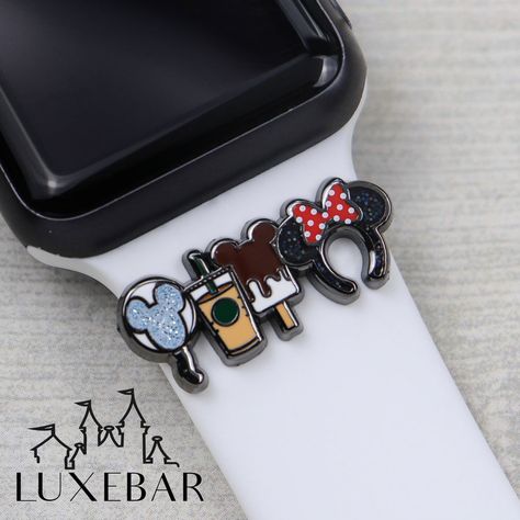 LuxeBar ~ Fantasy Collection ~ Park Day Essientals – Mouse on Main Street® Fit Bit Watch, Apple Watch Charm, Slider Bar, Screw Bracelet, Park Day, Tech Wear, Disney Characters Wallpaper, Watch Smart, Smart Watch Apple