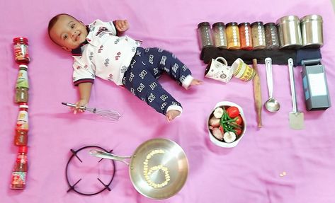 Creative Monthly Baby Photos, Monthly Baby Photography, Baby Fashion Girl Newborn, Tasty Food Recipes, 7 Month Baby, Baby Photography Poses, Baby Boy Newborn Photography, Monthly Baby Pictures, Baby Milestone Photos