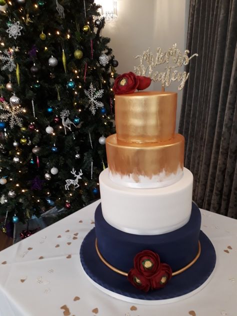 Copper And Navy Wedding Theme, Navy And Copper Wedding Cake, Rust And Navy Wedding Cake, Copper And Navy Wedding, Copper Navy Wedding, Navy Copper Wedding, Copper Wedding Cake, Navy Wedding Cake, Copper Cake